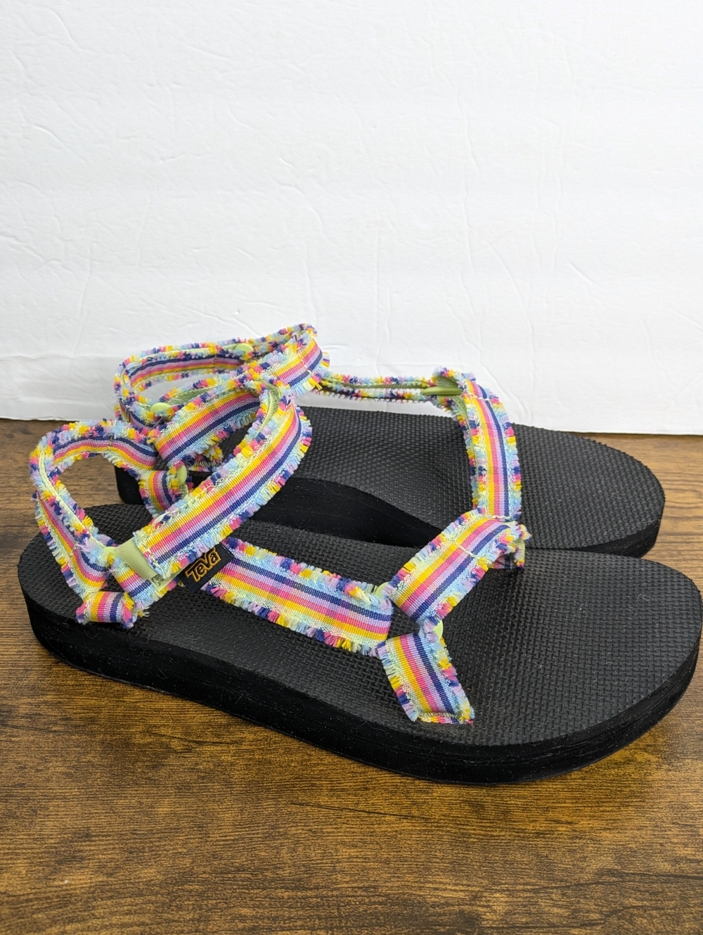 Teva Midform Fray Sandals 11 Frazier Black Plaid Multicolor Platform Sport - Picture 11 of 11